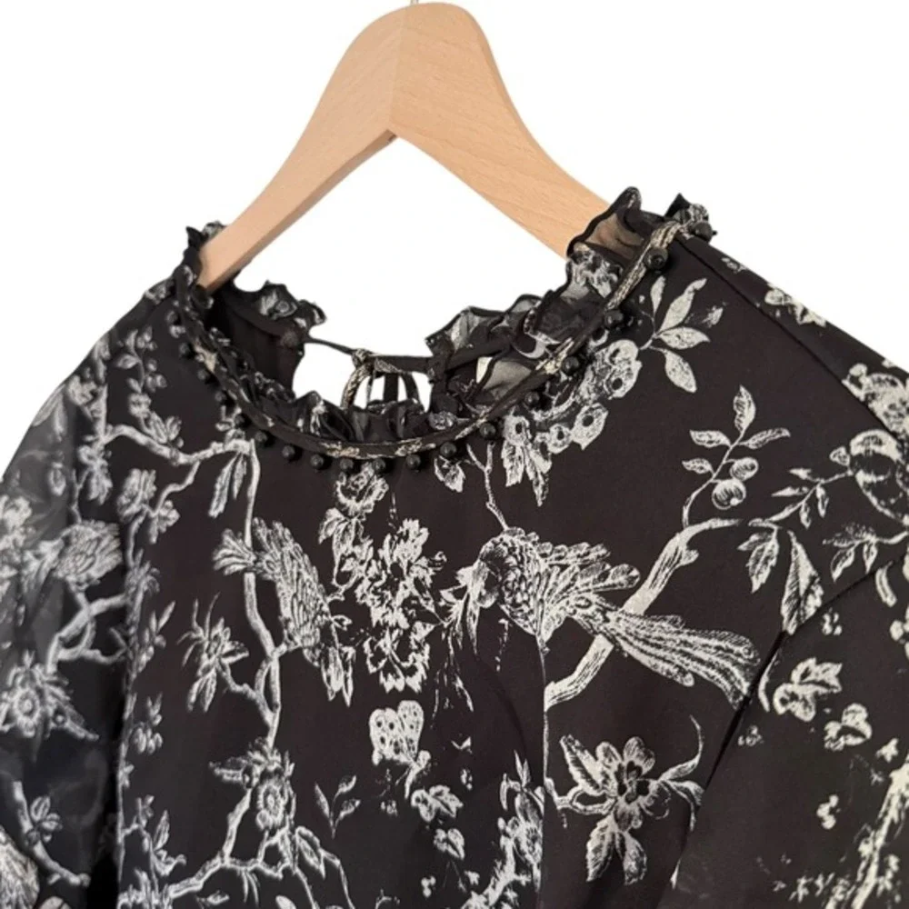 NWT Sachin & Babi Maggie Dress Jet (Black/White Print) Silk Floral Size 6 - Picture 9 of 11
